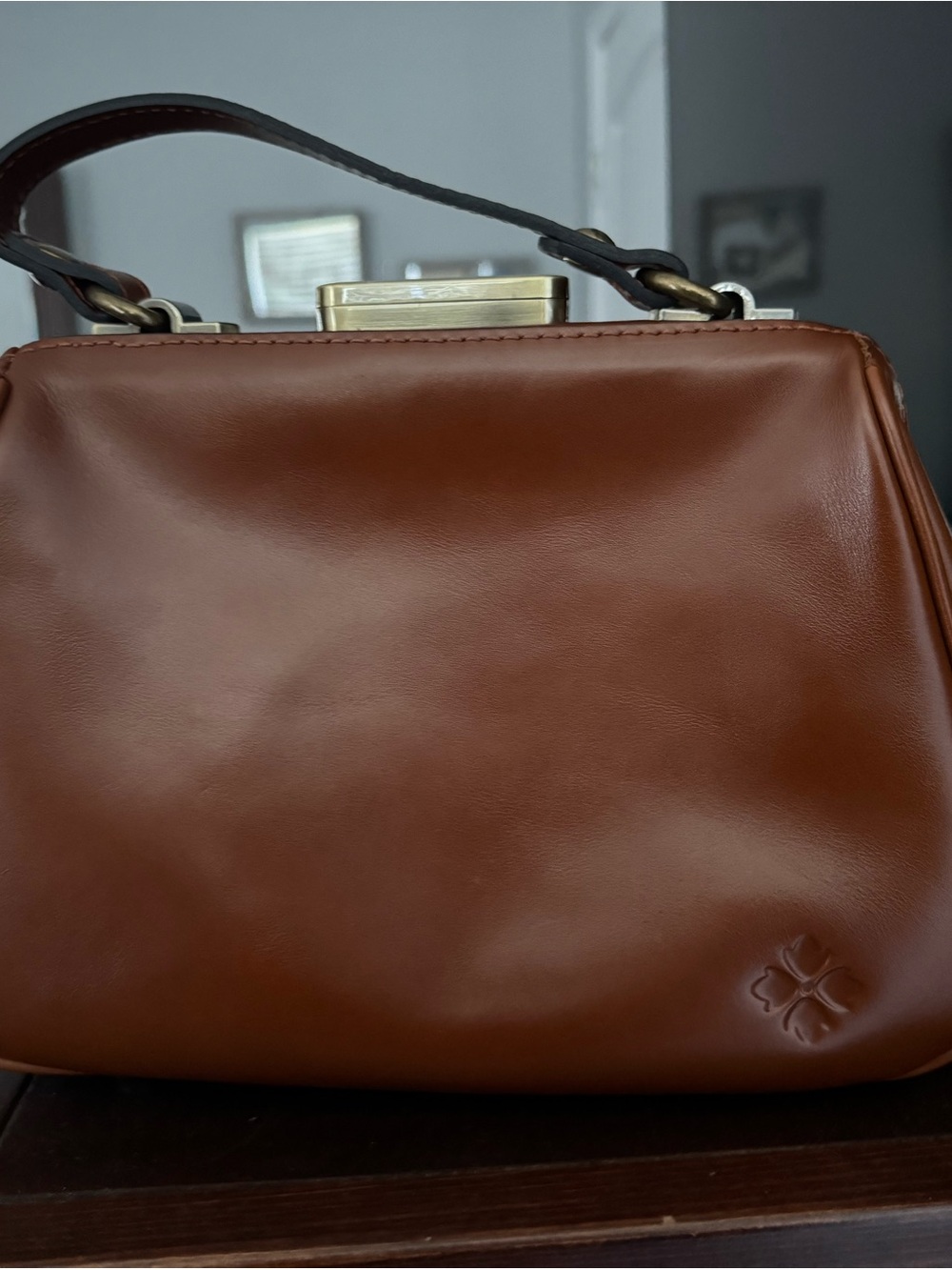 Patricia Nash Embossed Floral Leather Satchel in Chestnut Brown - Picture 2 of 4